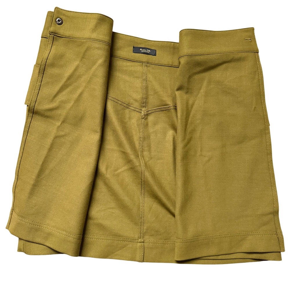 Massimo Dutti Utility Cargo Mini Skirt Safari Olive Military Green Size Small - Picture 4 of 14